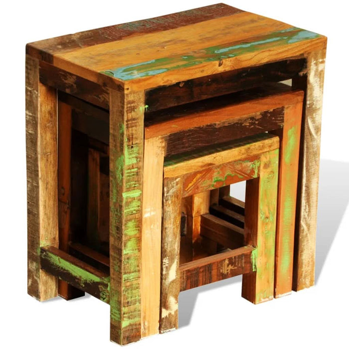 Set mese suprapuse, 3 piese, vintage, lemn reciclat - WALTI WALTI