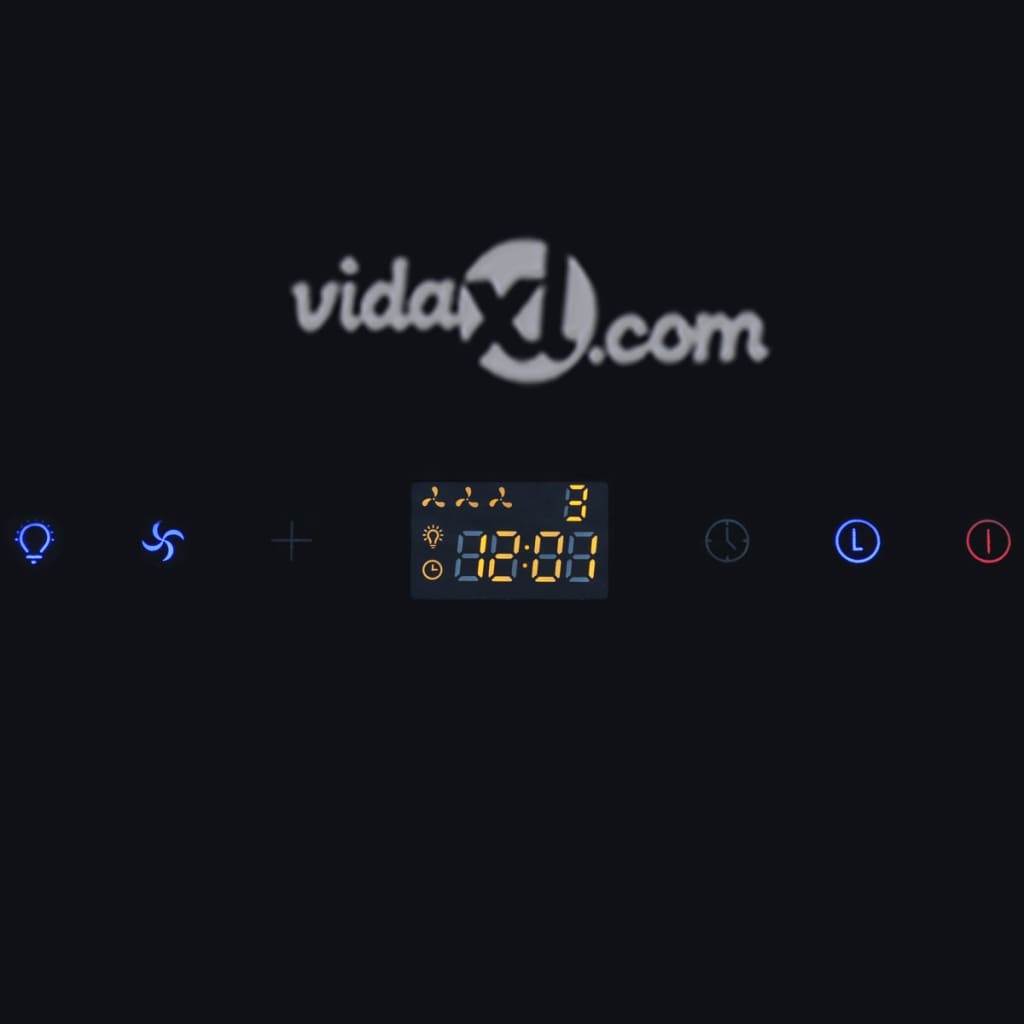 Hotă de bucătărie, negru, 600 mm, sticlă securizată, cu afișaj - WALTI