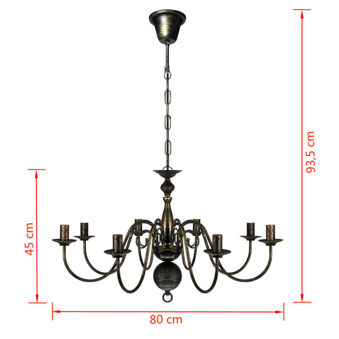 Candelabru alb de metal în stil antichizat, 8 x becuri E14 - WALTI WALTI