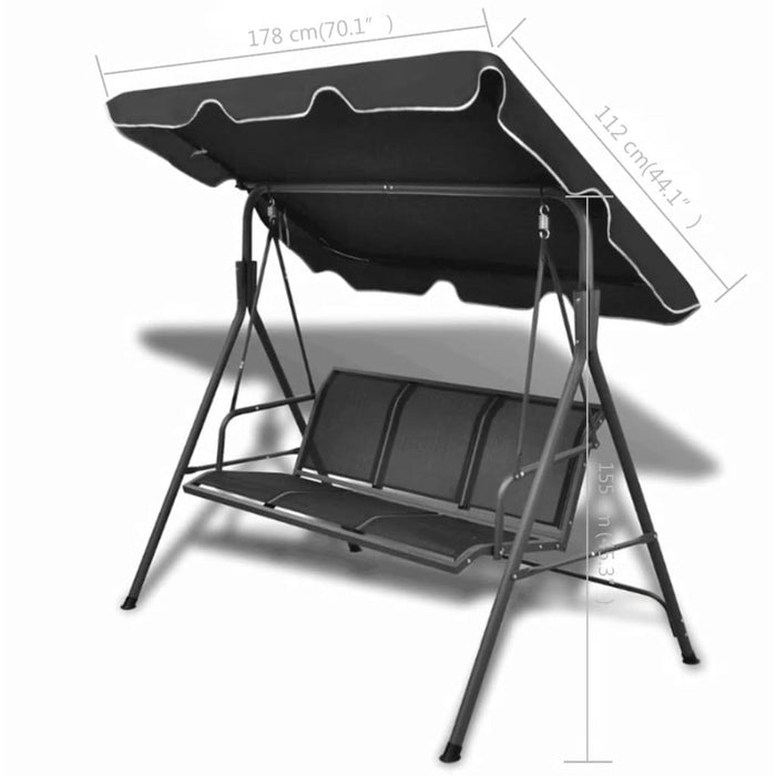 Balansoar de grădină cu copertină, negru - WALTI WALTI