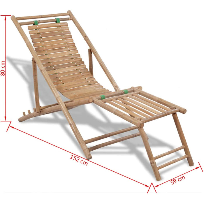 Scaun pliabil de exterior, cu taburet, bambus - WALTI WALTI
