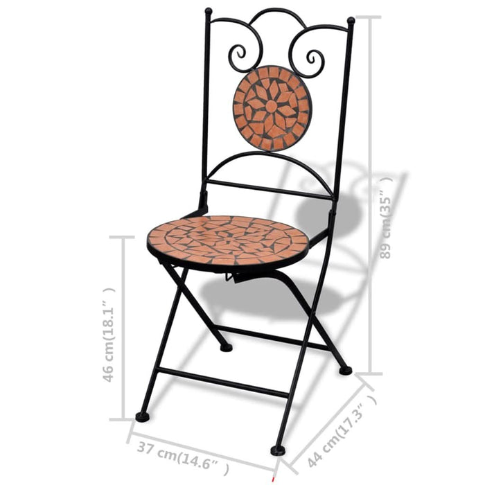 Scaune bistro pliante, 2 buc., cărămiziu, ceramică - WALTI WALTI