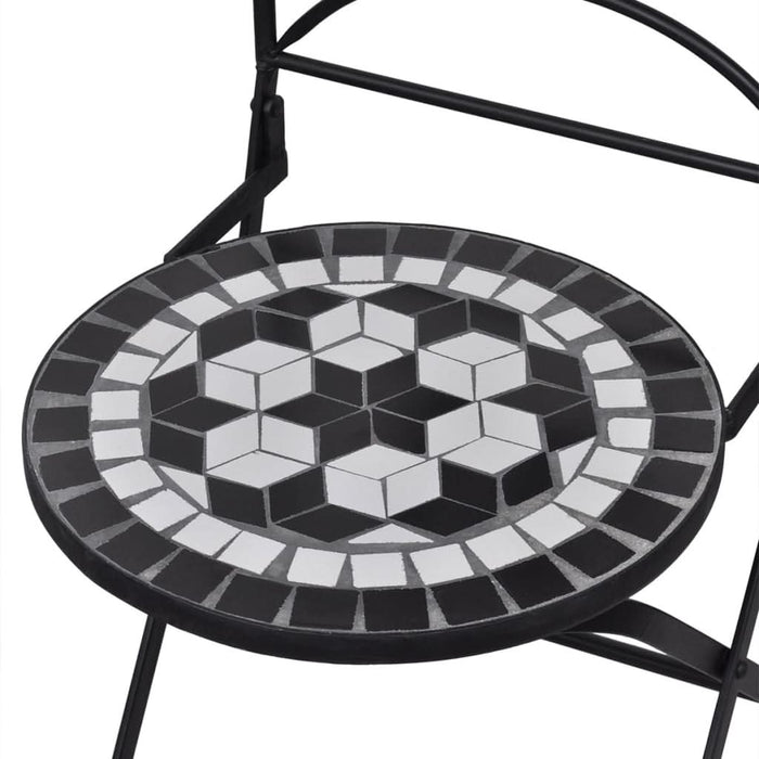 Scaune bistro pliante, 2 buc., negru și alb, ceramică - WALTI WALTI