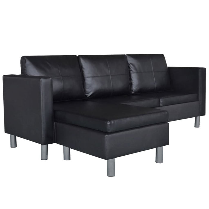 Canapea modulară cu 3 locuri, piele artificială, negru - WALTI WALTI