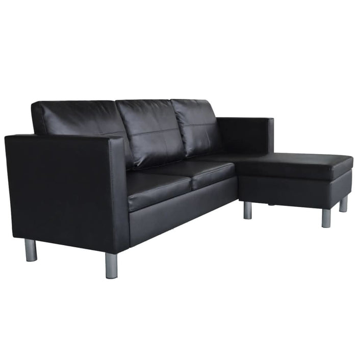 Canapea modulară cu 3 locuri, piele artificială, negru - WALTI WALTI