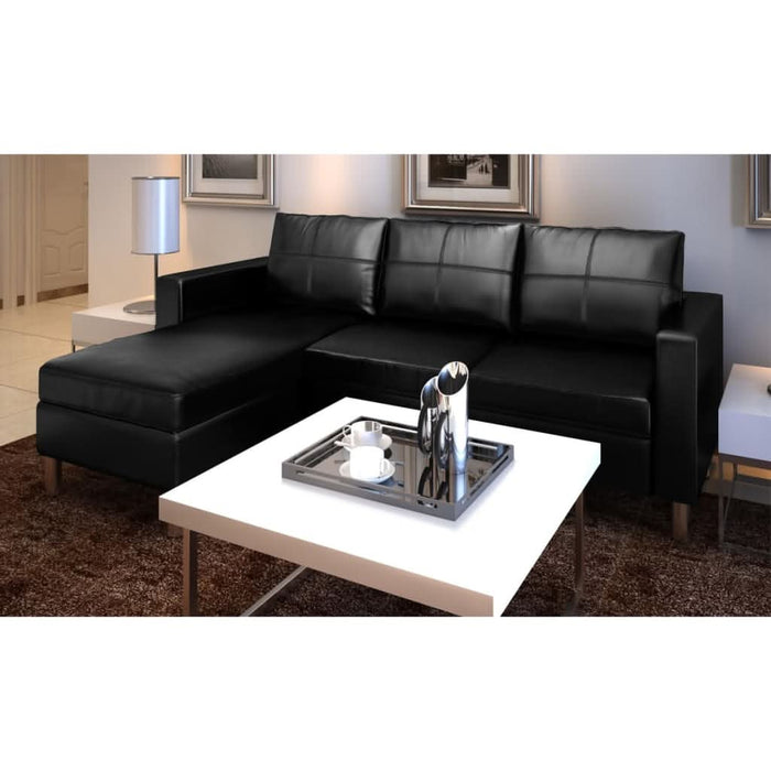 Canapea modulară cu 3 locuri, piele artificială, negru - WALTI WALTI