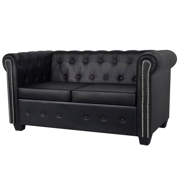 Canapea Chesterfield cu 2 locuri, piele artificială, negru - WALTI WALTI