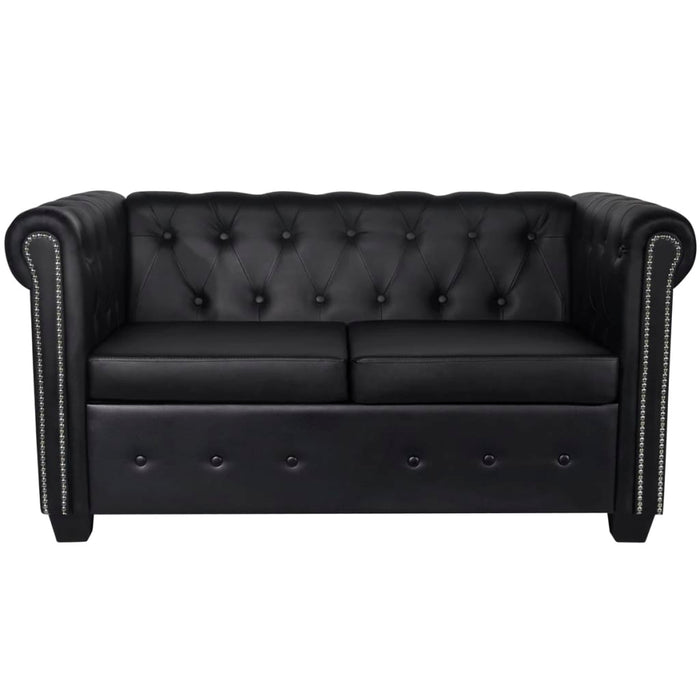 Canapea Chesterfield cu 2 locuri, piele artificială, negru - WALTI WALTI