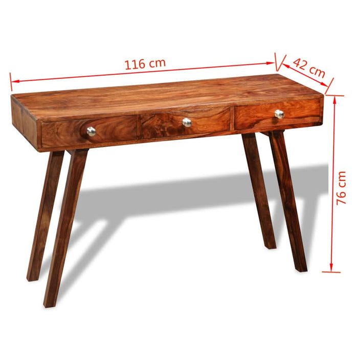 Masă consolă cu 3 sertare, 76 cm, lemn masiv de sheesham - WALTI WALTI