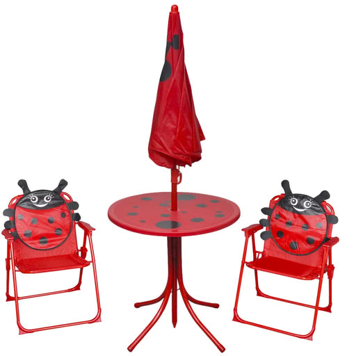 Set bistro pentru copii de grădină, cu umbrelă, 3 piese, roșu - WALTI WALTI