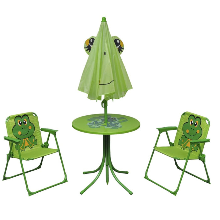 Set bistro pentru copii de grădină, cu umbrelă, 3 piese, verde - WALTI