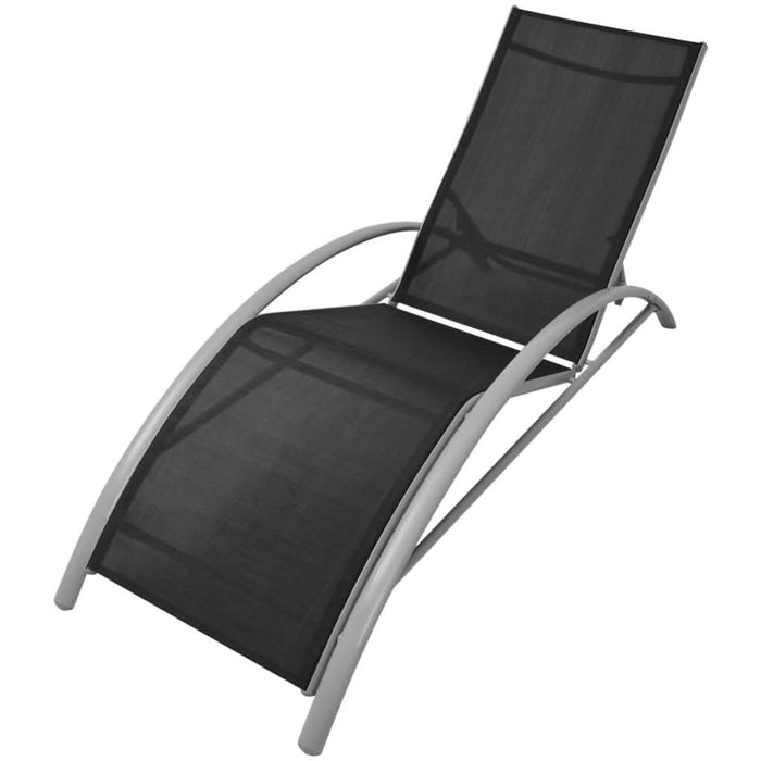 Șezlonguri de plajă cu masă, negru, aluminiu - WALTI WALTI