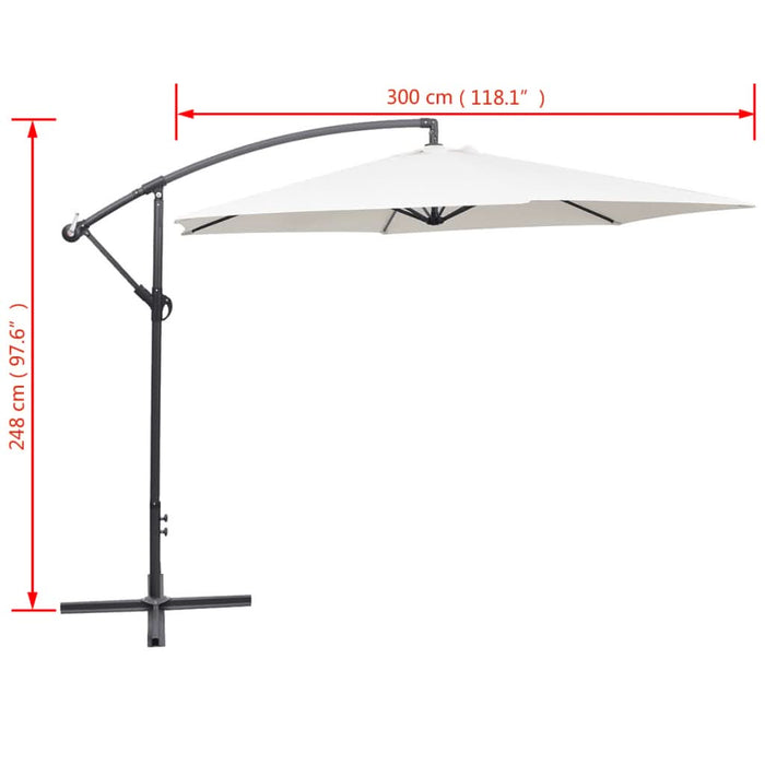 Umbrelă de soare suspendată, 3 m Alb nisipiu - WALTI WALTI