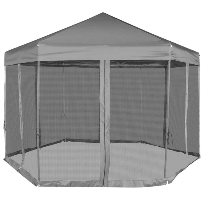 Marchiză hexagonală pliabilă, 6 pereți laterali, gri, 3,6x3,1 m - WALTI WALTI