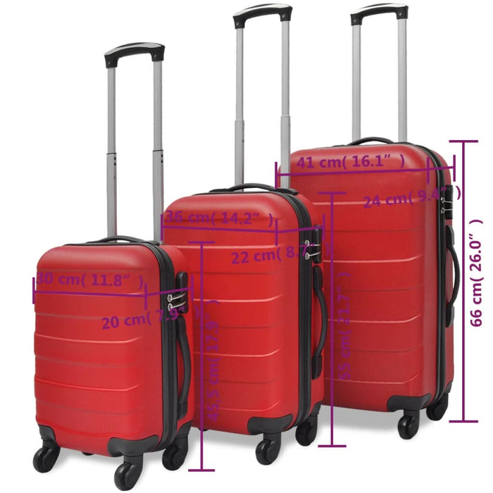 Set valize rigide, roșu, 3 buc., 45,5/55/66 cm - WALTI WALTI