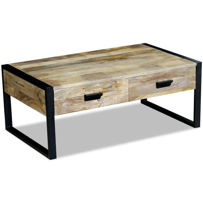 Masă cafea cu 2 sertare din lemn solid de mango, 100x60x40 cm - WALTI WALTI
