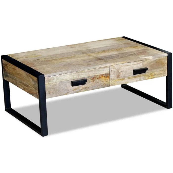 Masă cafea cu 2 sertare din lemn solid de mango, 100x60x40 cm - WALTI WALTI