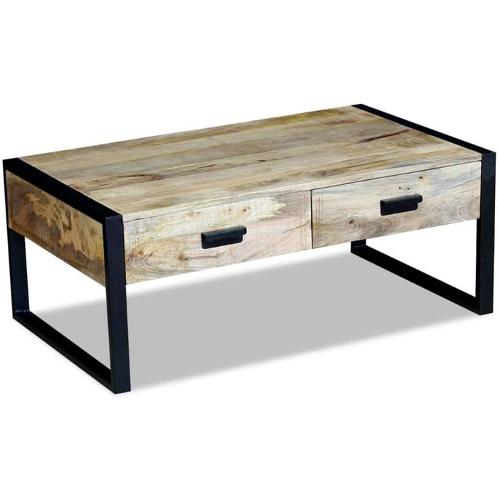 Masă cafea cu 2 sertare din lemn solid de mango, 100x60x40 cm - WALTI WALTI