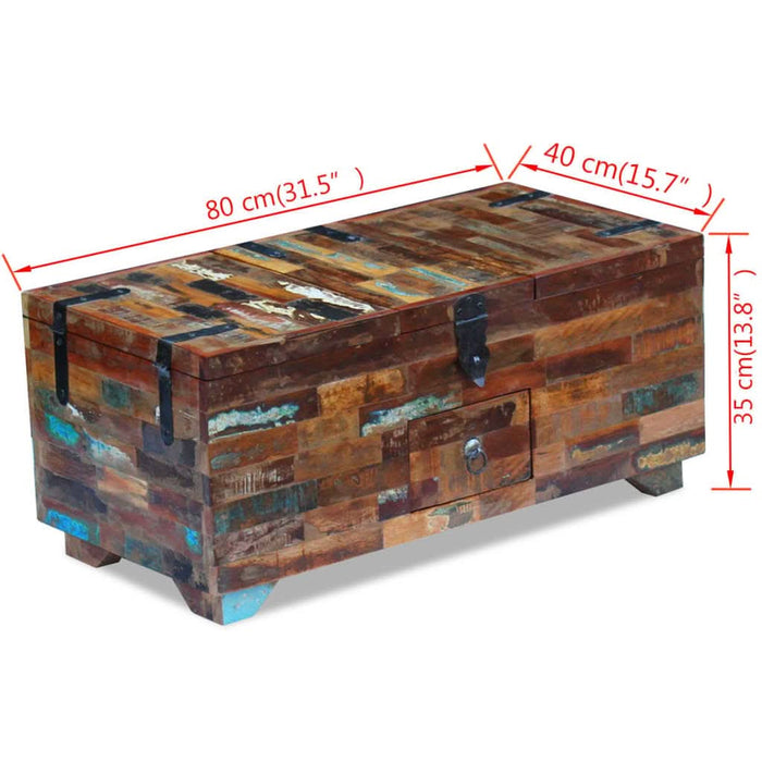 Măsuță de cafea tip cufăr, 80 x 40 x 35 cm, lemn solid reciclat - WALTI WALTI