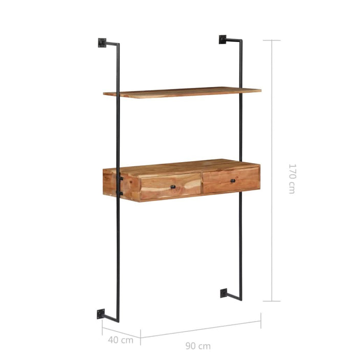 Birou de perete, 90 x 40 x 170 cm, lemn masiv de acacia - WALTI WALTI