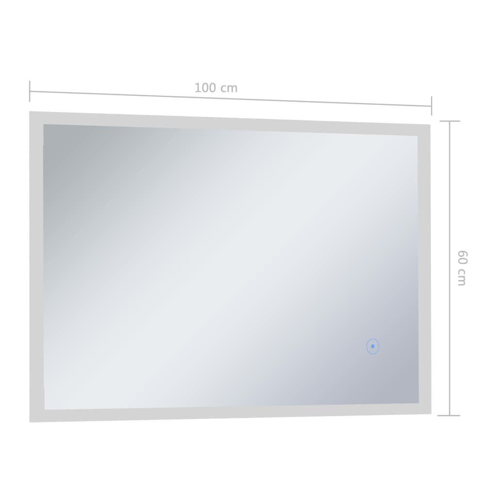 Oglindă cu LED de perete de baie, cu senzor tactil, 100x60 cm