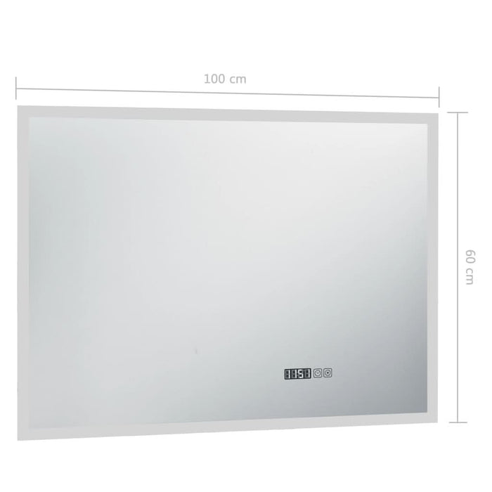 Oglindă cu LED de baie cu senzor tactil și afișaj oră 100x60 cm - WALTI WALTI