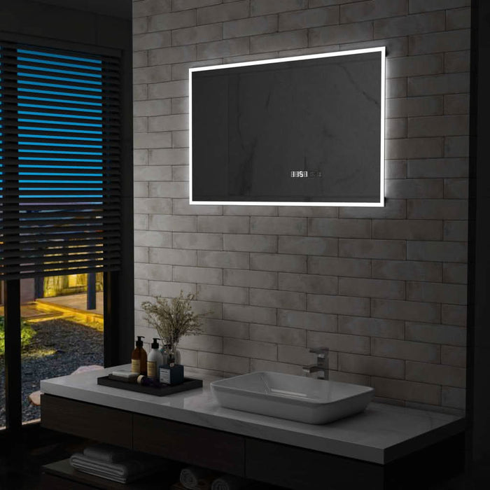 Oglindă cu LED de baie cu senzor tactil și afișaj oră 100x60 cm - WALTI WALTI