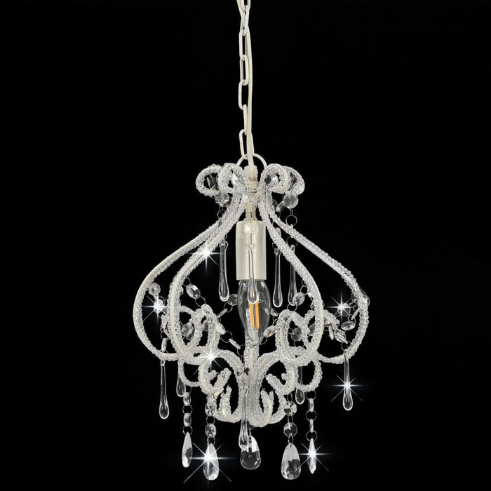 Candelabru cu mărgele, alb, rotund, E14 - WALTI WALTI