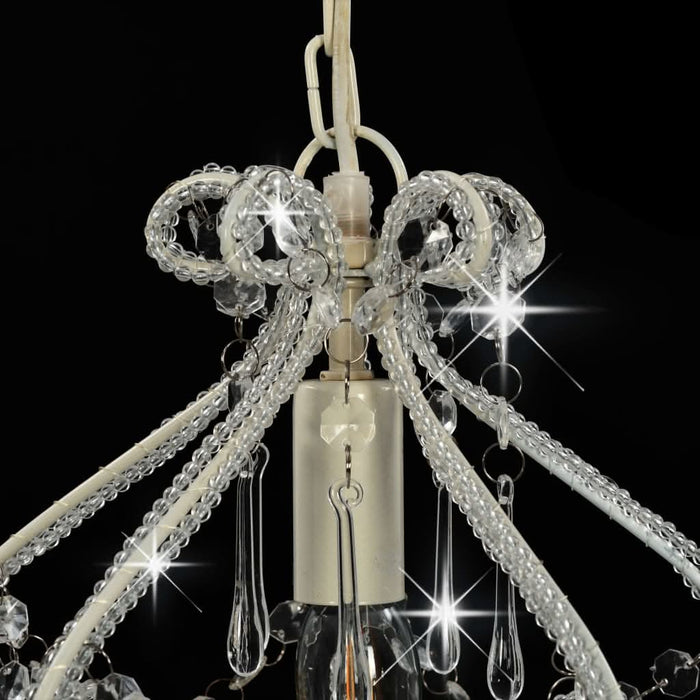 Candelabru cu mărgele, alb, rotund, E14 - WALTI WALTI