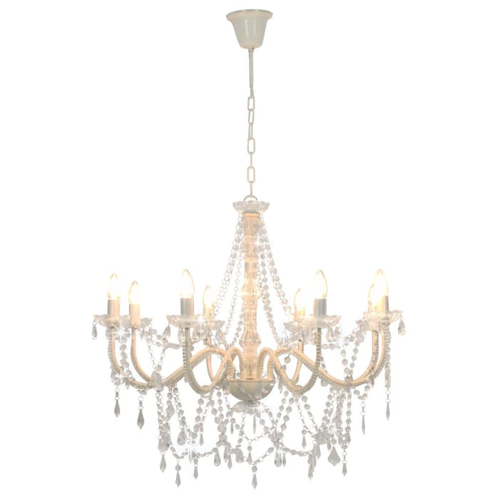 Candelabru cu mărgele, alb, 8 becuri E14 - WALTI WALTI