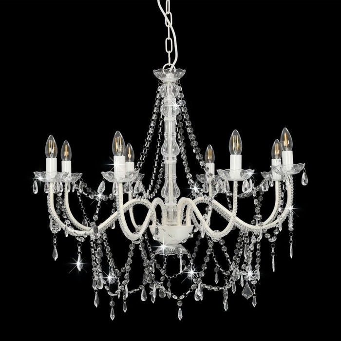 Candelabru cu mărgele, alb, 8 becuri E14 - WALTI WALTI