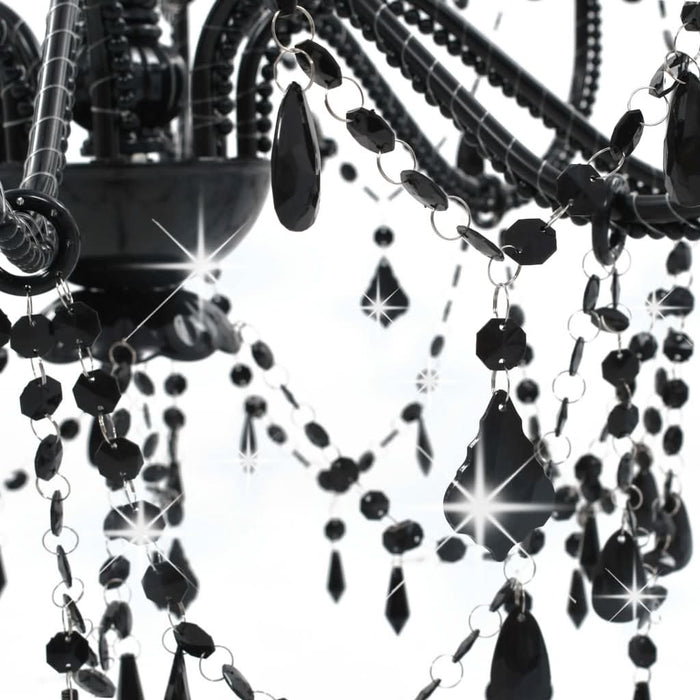 Candelabru cu mărgele, negru, 8 becuri E14 - WALTI WALTI