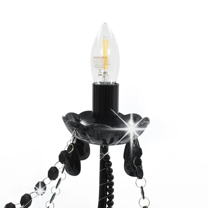 Candelabru cu mărgele, negru, 8 becuri E14 - WALTI WALTI
