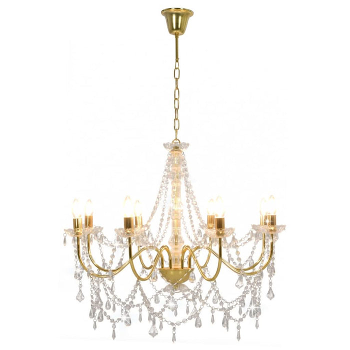 Candelabru cu mărgele, auriu, 8 becuri E14 - WALTI WALTI