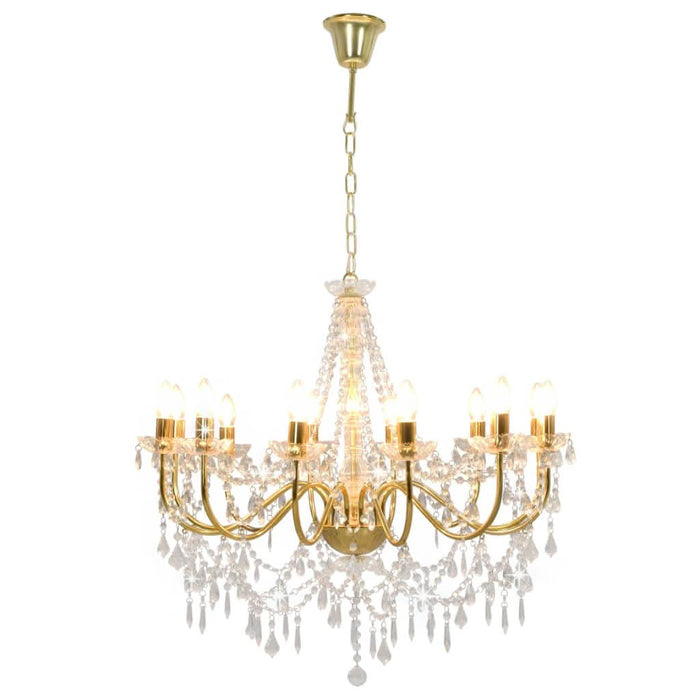Candelabru cu mărgele, auriu, 12 becuri E14 - WALTI WALTI