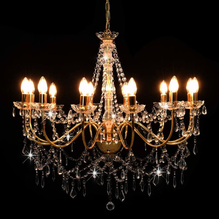 Candelabru cu mărgele, auriu, 12 becuri E14 - WALTI WALTI