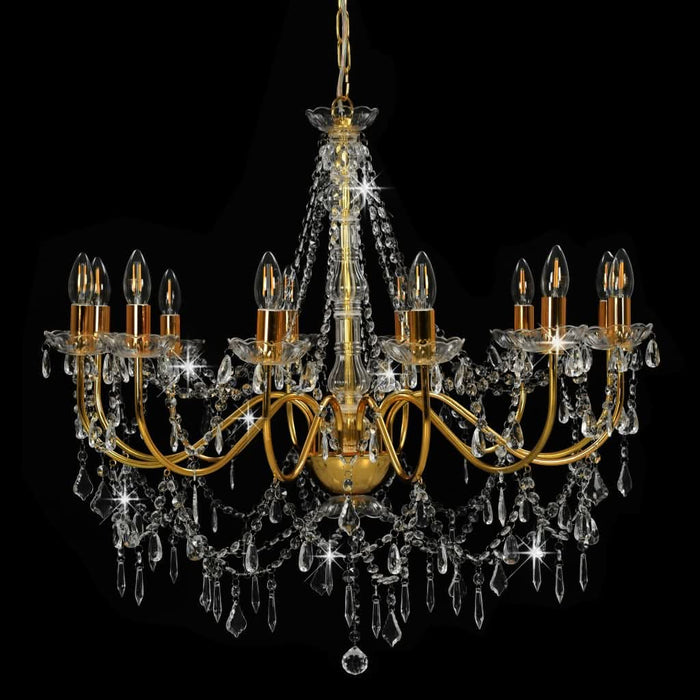 Candelabru cu mărgele, auriu, 12 becuri E14 - WALTI WALTI