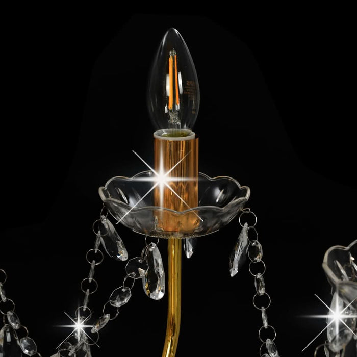 Candelabru cu mărgele, auriu, 12 becuri E14 - WALTI WALTI