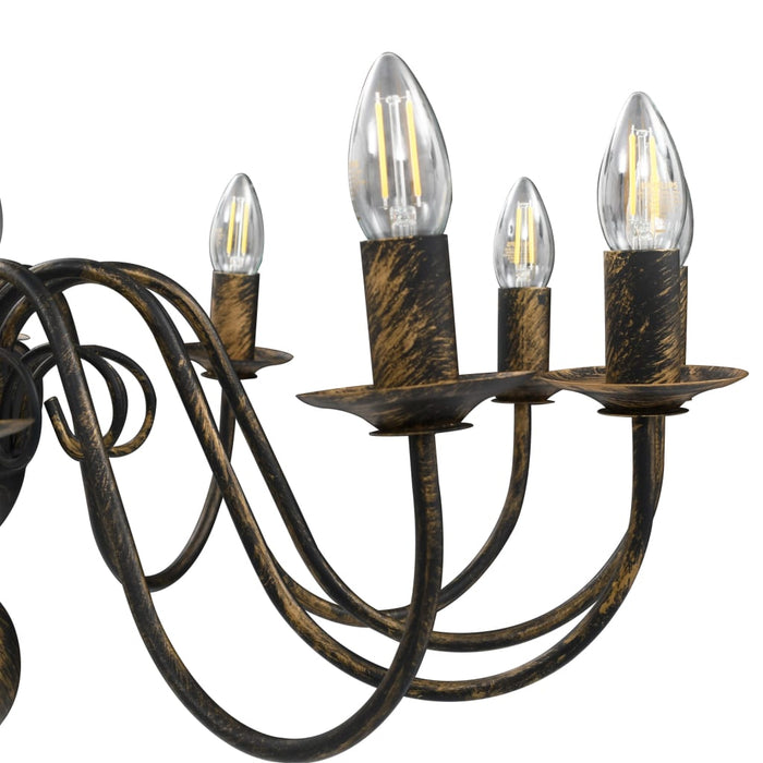 Candelabru antichizat, negru, 12 becuri E14 - WALTI WALTI