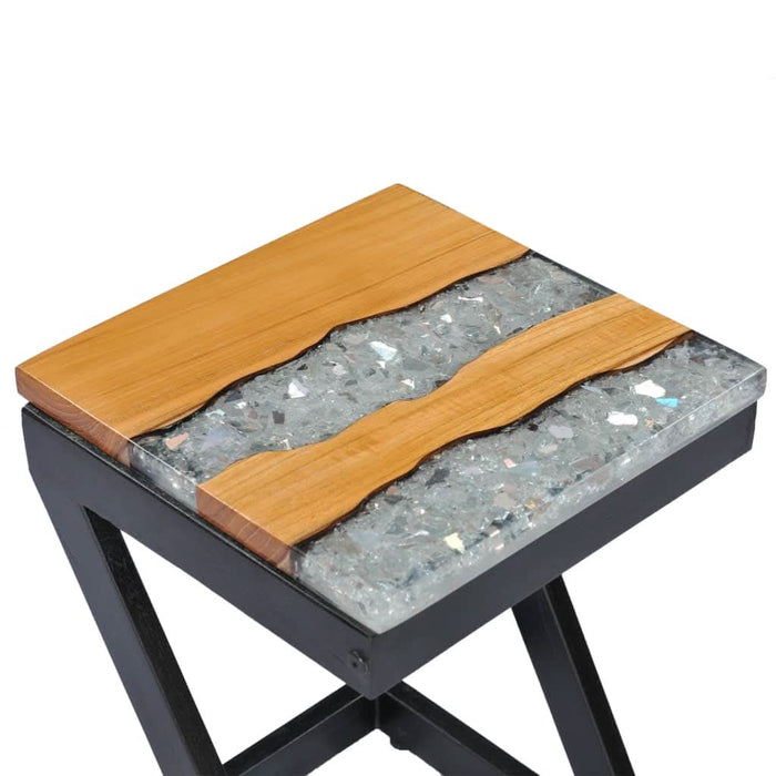 Măsuță de cafea, 30 x 30 x 50 cm, lemn masiv tec și polirășină - WALTI WALTI