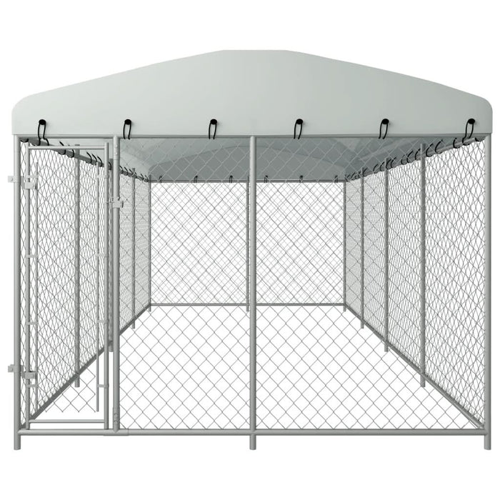 Padoc pentru câini de exterior, cu acoperiș, 8 x 4 x 2,3 m - WALTI WALTI