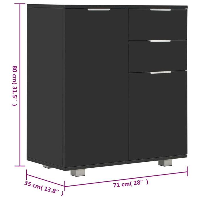 Servantă, negru extralucios, 71x35x80 cm, lemn prelucrat - WALTI WALTI