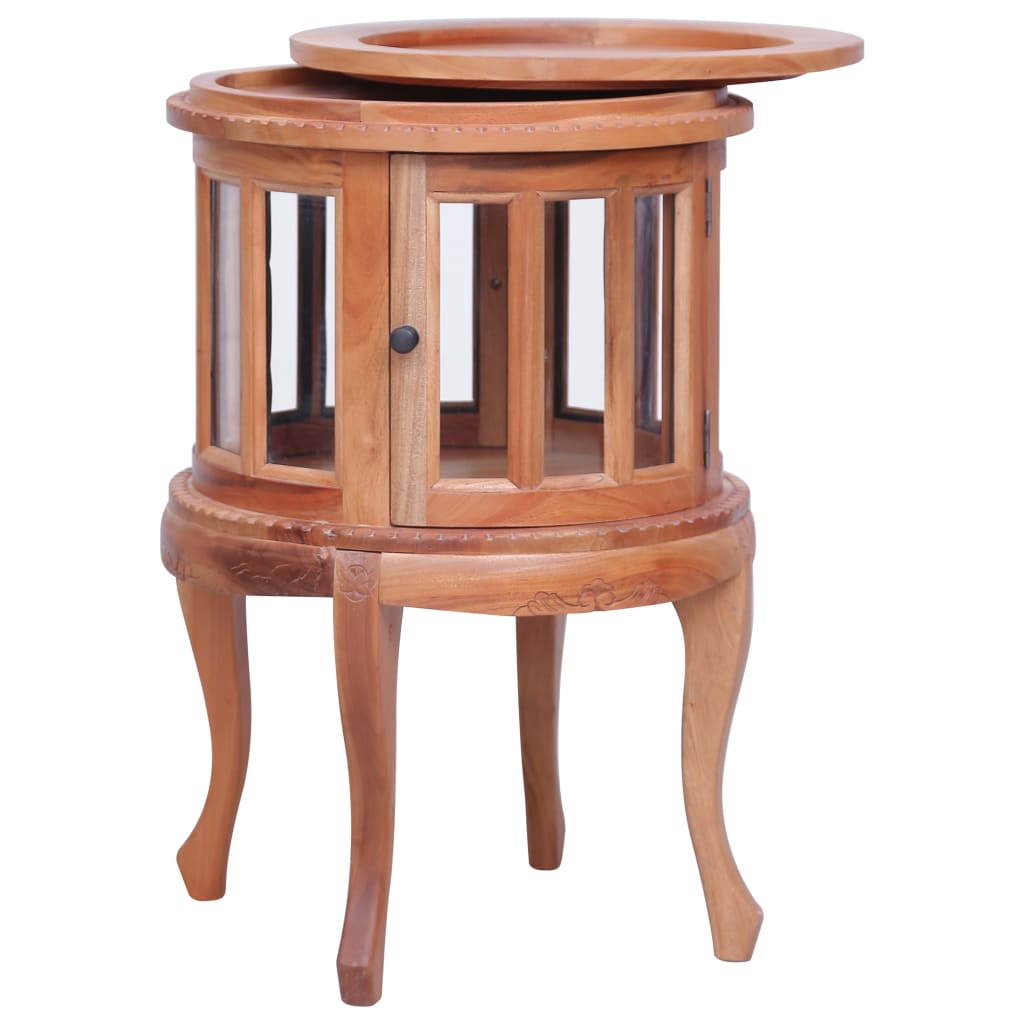 Dulap cu vitrină, natural, 50x50x76 cm, lemn masiv de mahon - WALTI