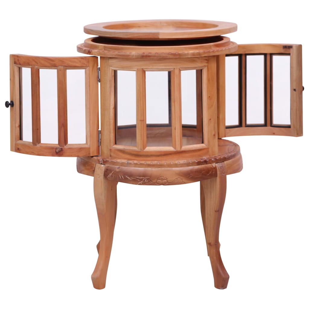 Dulap cu vitrină, natural, 50x50x76 cm, lemn masiv de mahon - WALTI