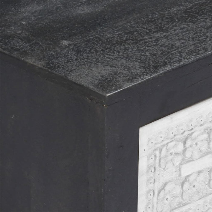 Comodă TV sculptată manual gri&alb 120x30x40cm lemn masiv mango - WALTI WALTI