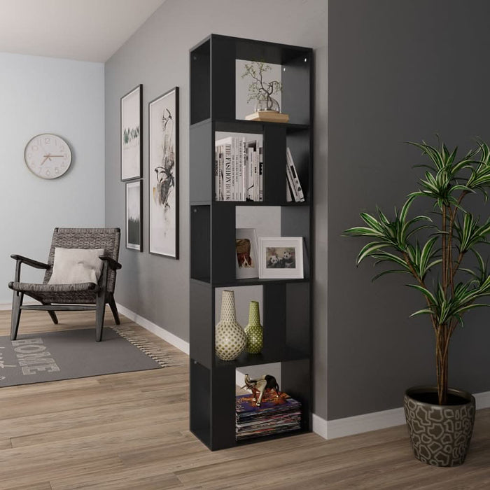 Bibliotecă/Separator cameră, negru, 45x24x159 cm, PAL - WALTI WALTI
