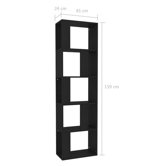 Bibliotecă/Separator cameră, negru, 45x24x159 cm, PAL - WALTI WALTI