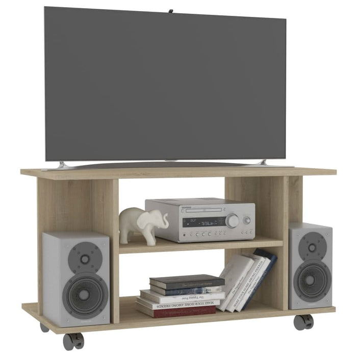 Comodă TV cu roți, stejar Sonoma, 80x40x45 cm, lemn prelucrat - WALTI WALTI