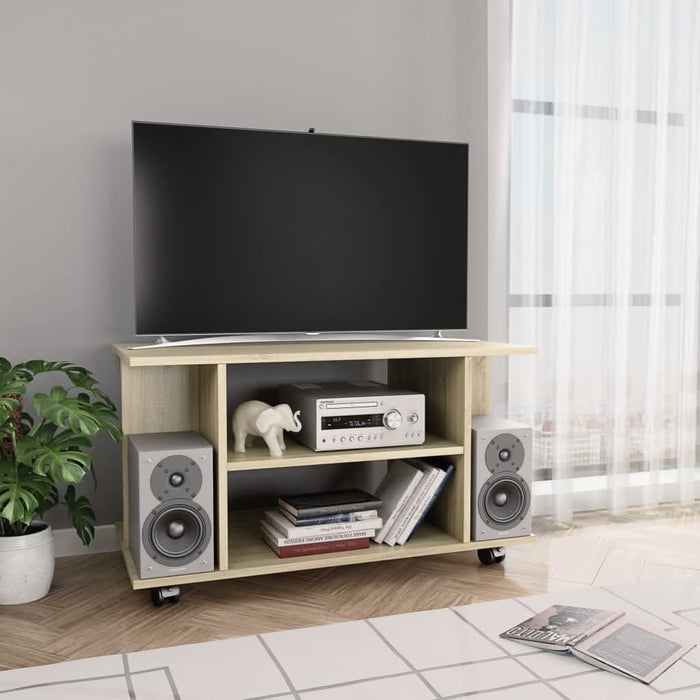 Comodă TV cu roți, stejar Sonoma, 80x40x45 cm, lemn prelucrat - WALTI WALTI