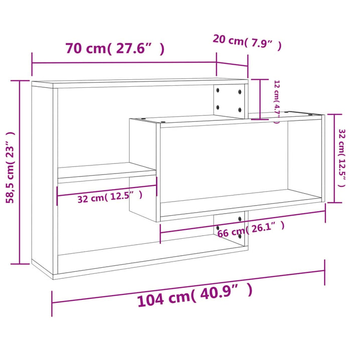 Rafturi de perete, gri beton, 104x20x58,5 cm, PAL - WALTI WALTI